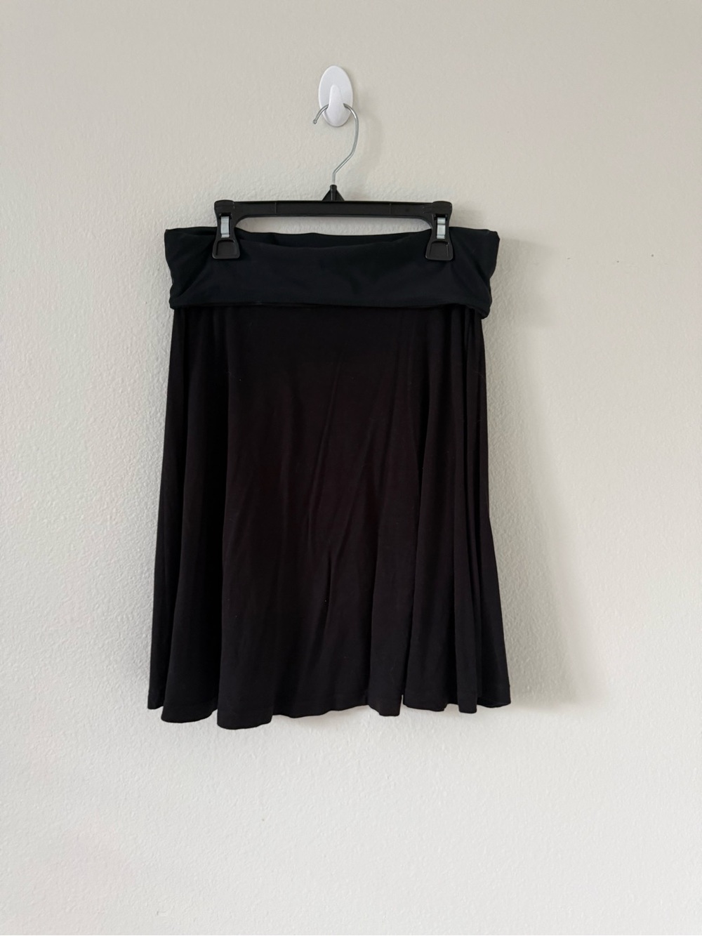 Black Fold-Over Waist A-Line Skirt
